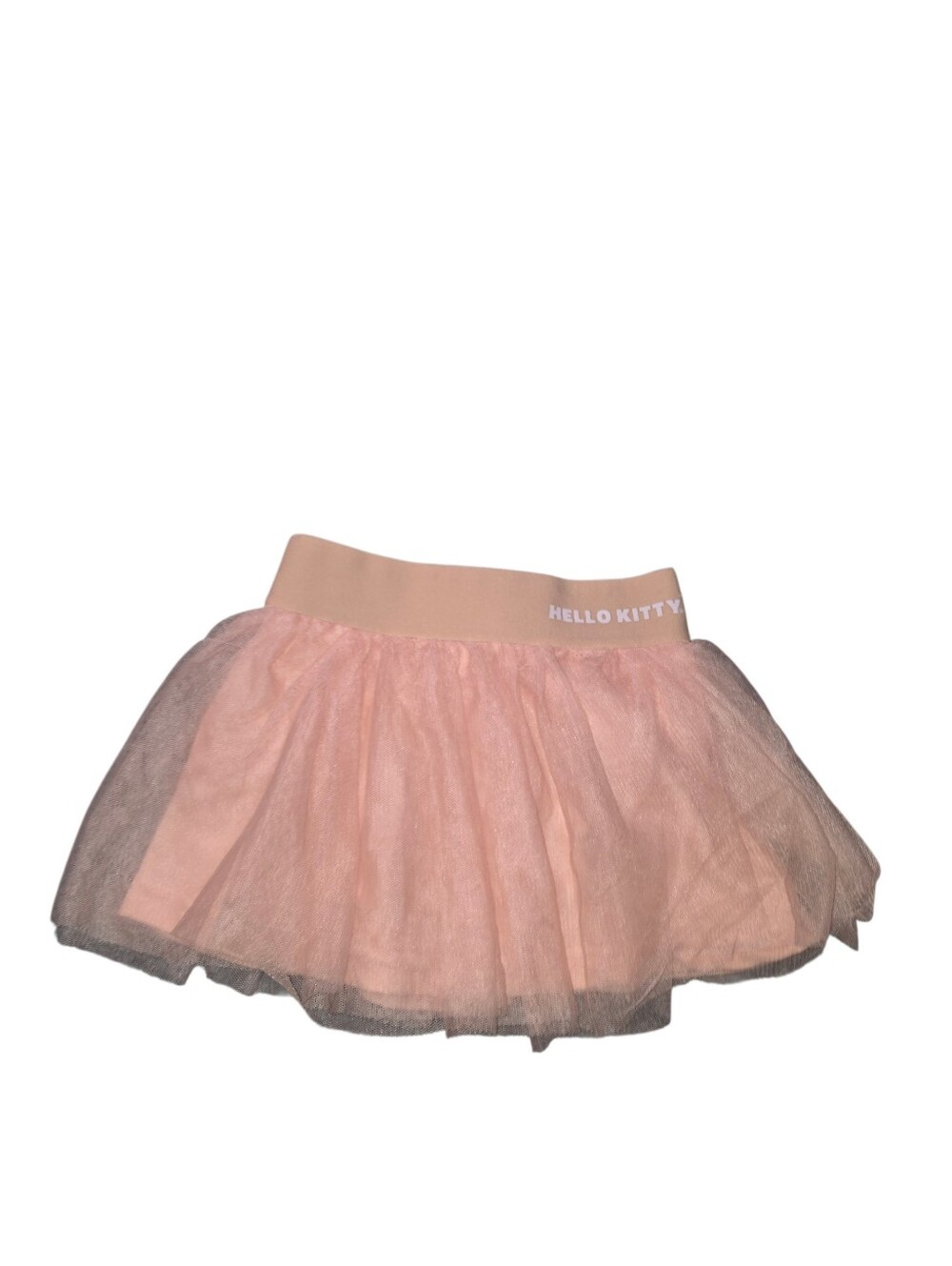 9/8/31. Girls Hello Kitty Peach-Pink Layered Tulle Skirt